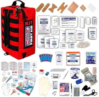 Rapid Care First Aid Kit – 300+ Piece Emergency Medical Kit with Bonus 95-Piece Travel Pack – Outdoor, Workplace, and Home Use – Color Coded & Labeled for Quick Access