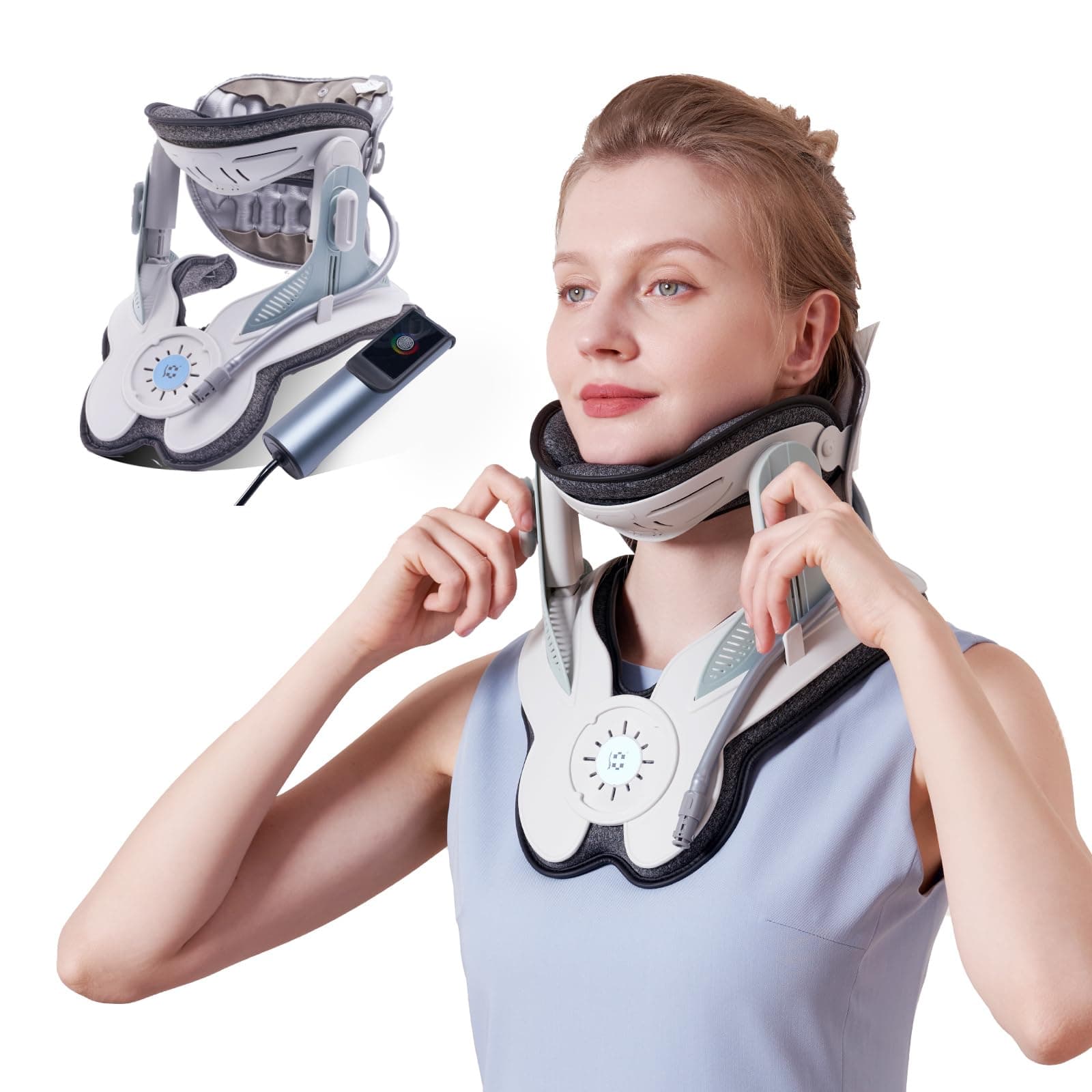 ALPHAY Adjustable Cervical Neck Traction Device With Electric Air Pump - Stretcher and Decompression for Pain Relief