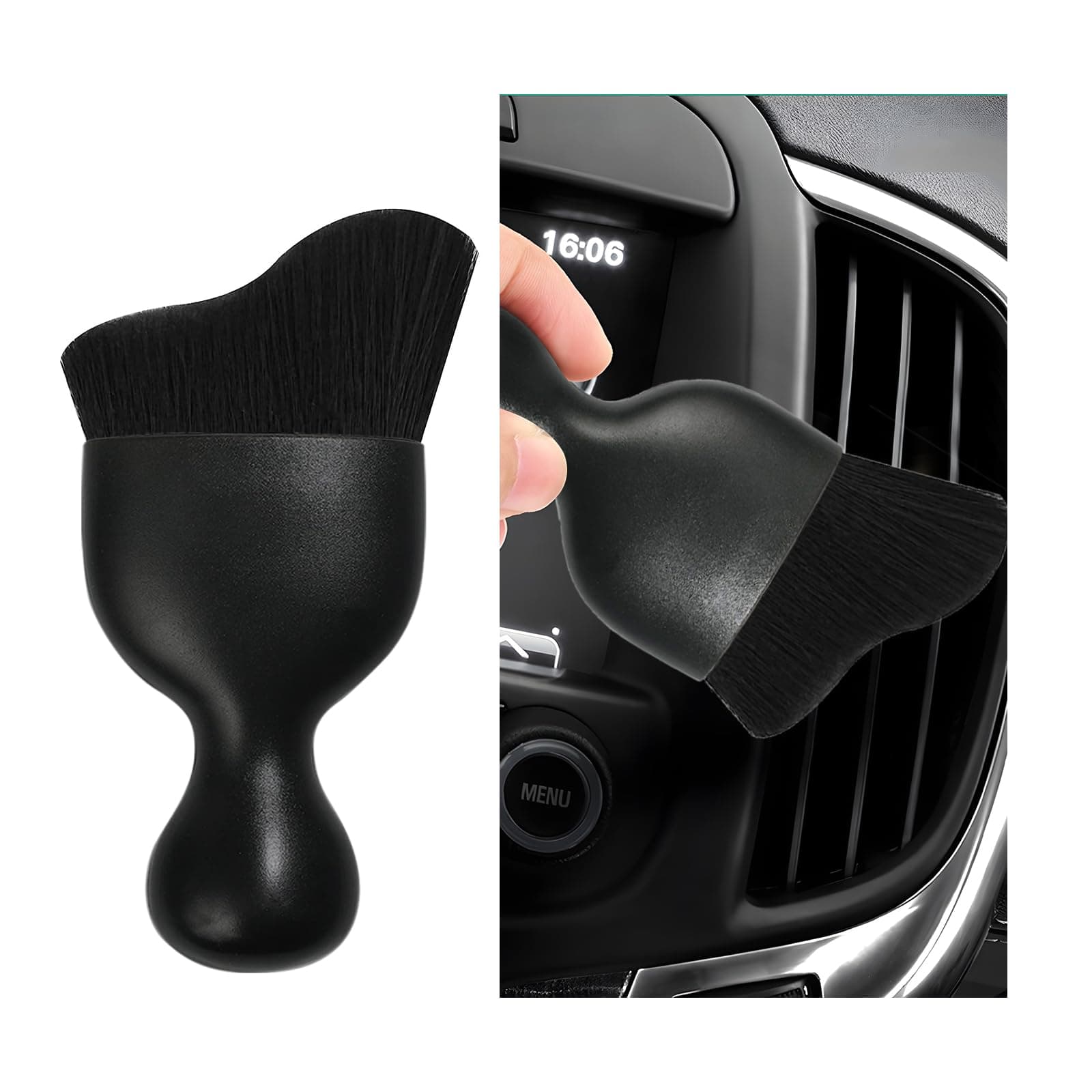 Car Interior Dust Brush, Soft Scratch Free Auto Detailing Brushes, Universal Vehicle Interior Cleaning Tool for Automotive Dashboard, Air Vents, Leather(Black)