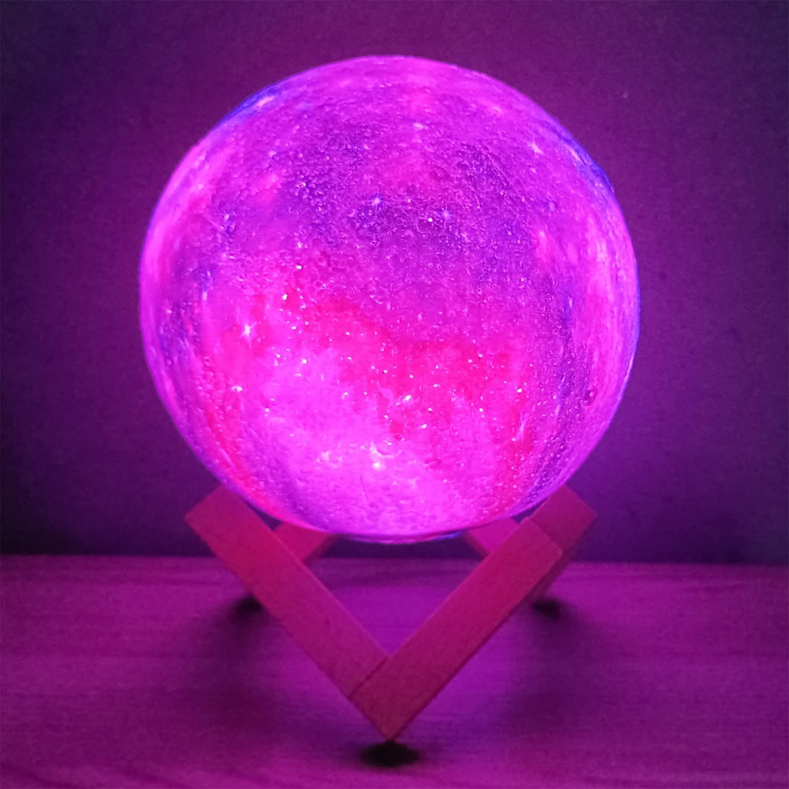 Moon Light, 5.9 Inch 3D Printed Galaxy Moon Lamp 16 Colors Dimmable Rechargeable Night Lights Perfect Gifts for Family and Friends