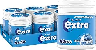 Extra Gum Peppermint, Sugar Free Chewing Gum Pack of 6x84g, 60 Pellets, Get Fresh on the Go, and Ready for Every Opportunity
