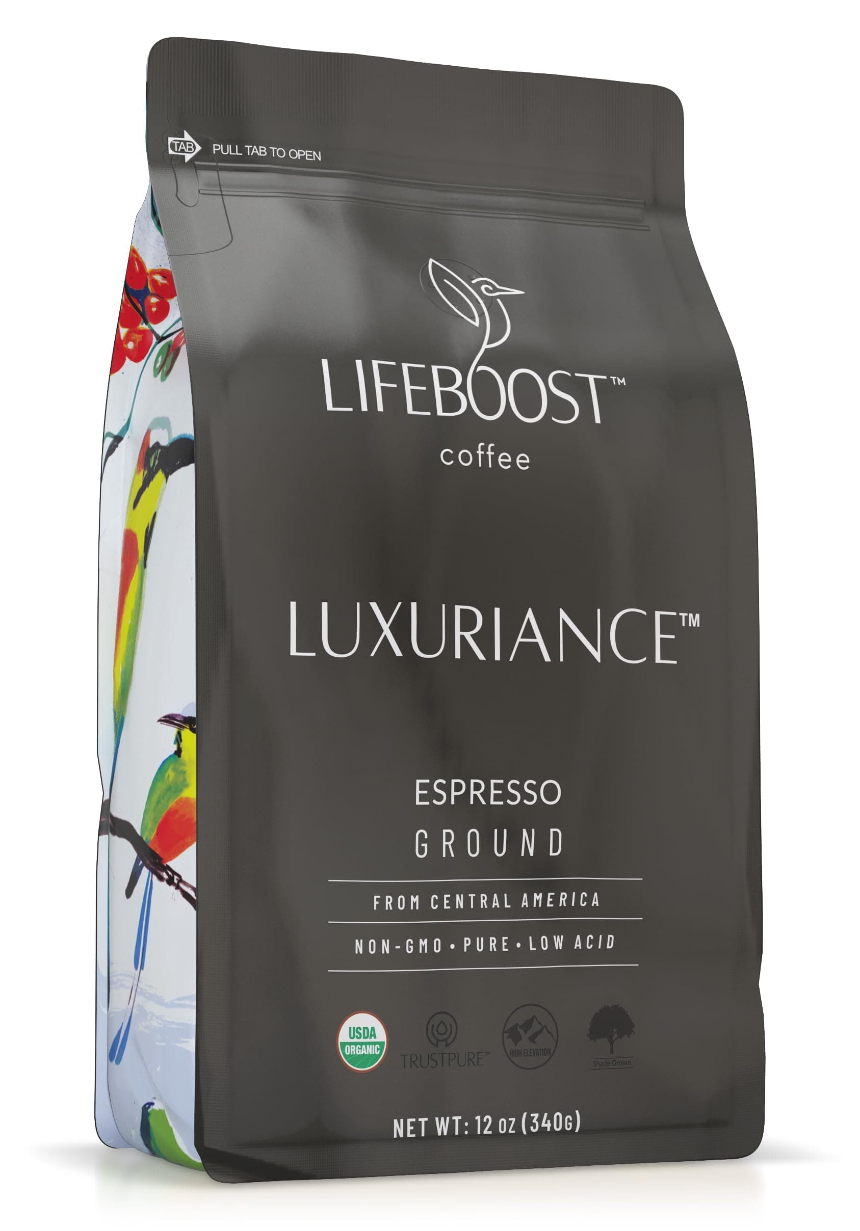 Lifeboost Espresso Ground Coffee - Non-GMO Low Acid Single Origin USDA Organic Espresso Coffee - Third Party Tested For Mycotoxins & Pesticides (Espresso Ground, 12oz, Pack of 1)