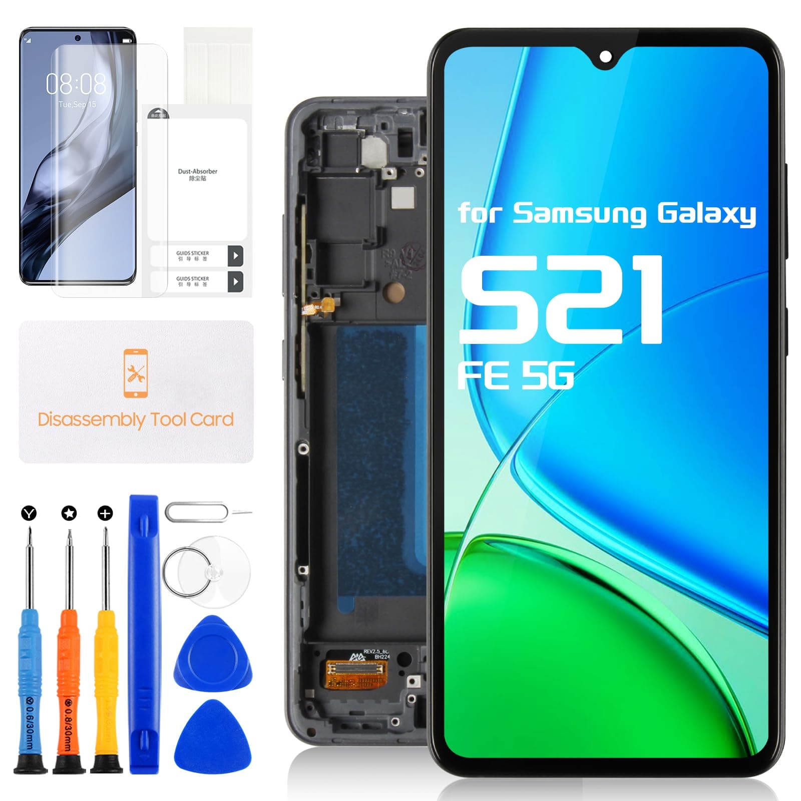 OLED for Samsung Galaxy S21 FE 5G Screen Replacement Kits for Samsung S21FE LCD Display SM-G781U1/DS G990A G990W 6.4" Touch Screen Digitizer Full Assembly with Frame (Black)