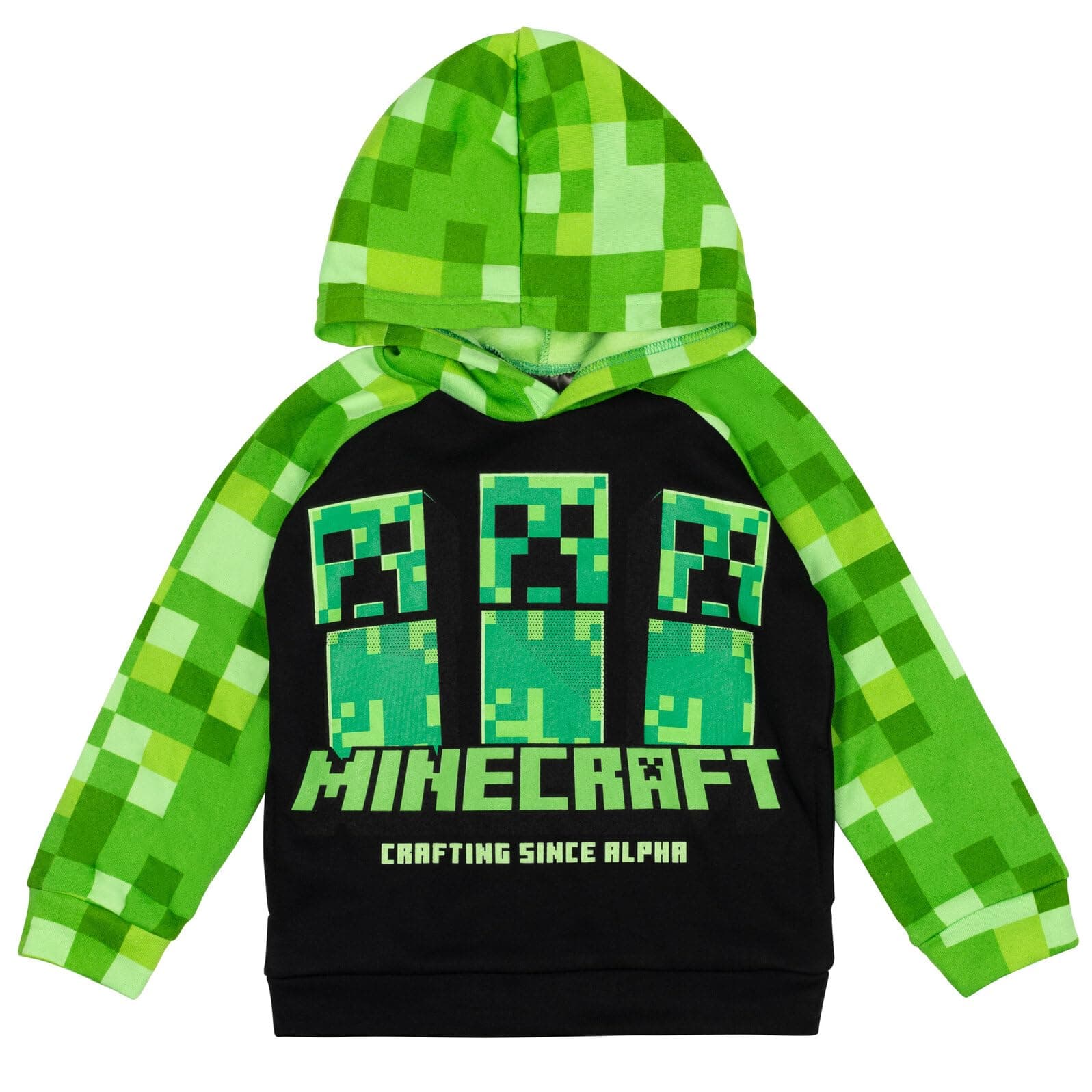Minecraft Creeper Boys Fleece Pullover Hoodie with Pockets