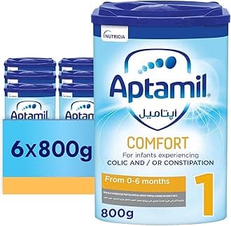 Aptamil Comfort 1 Infant Formula Milk From 0-6 Months, Dietary Management of Colic & Constipation, Easy To Use Pack, 800g - Pack of 6