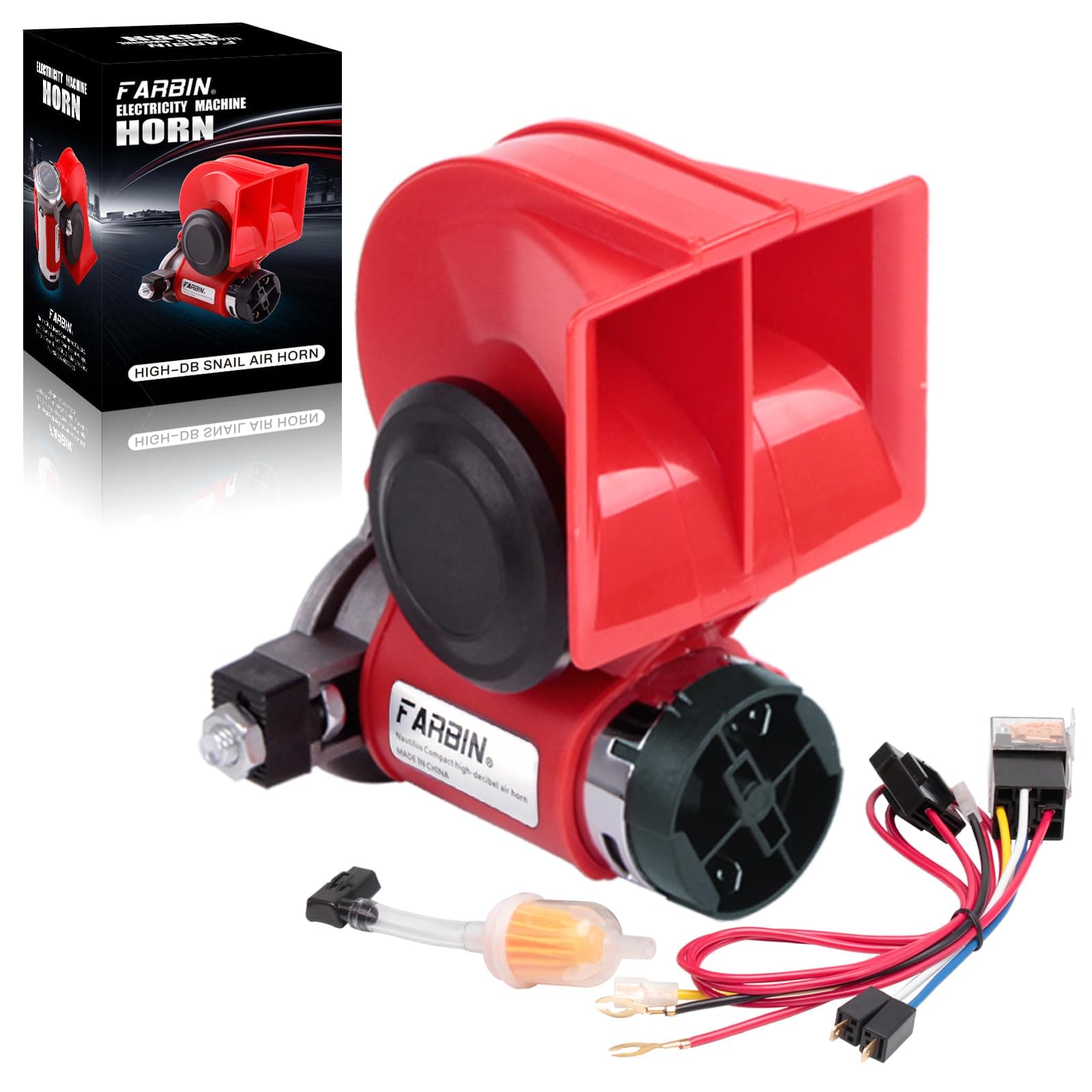 FARBIN 24V Loud Train Horn With Compressor and Wiring Harness Kit for Trucks