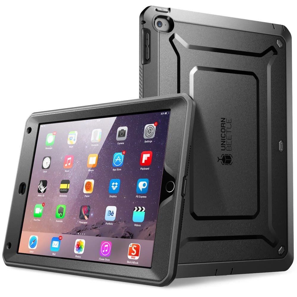 [Unicorn Beetle Pro] Case Designed For iPad AIR 2 Full-Body Protective Case with built-in Screen Protector - Black/Black
