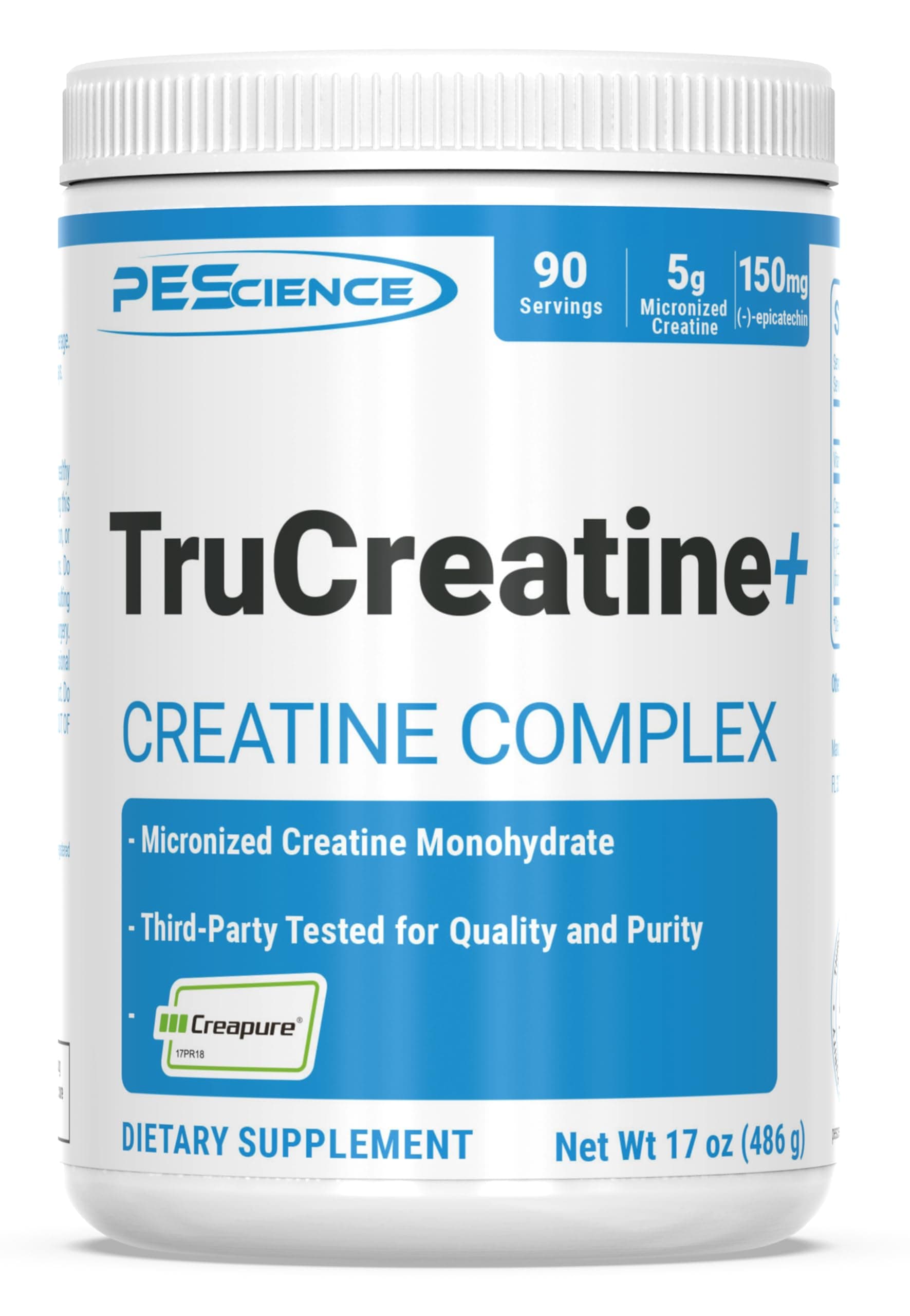 TruCreatine+ Creatine Monohydrate Powder Plus Epicatechin, Micronized Creapure Creatine for Women & Men, Supports Muscle Growth, Strength & Recovery, Cognition, 90 Servings, Unflavored