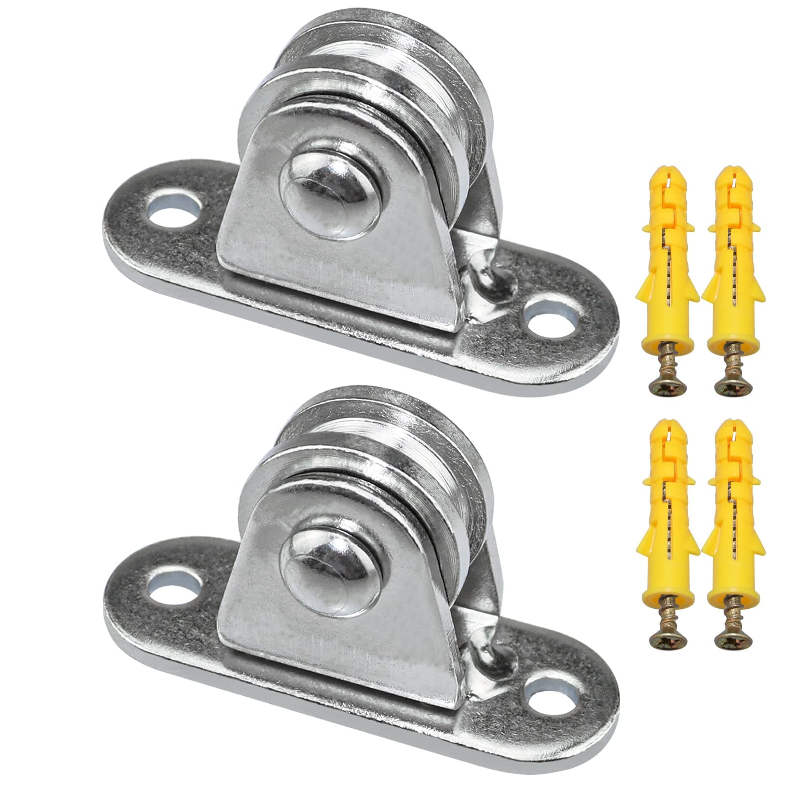 Small Pulley Block Silent Pulley Wheel Heavy Duty Fixed Pullies Loading 176 lb for Cord Material Handling Moving and DIY Project Wall Ceiling Mount Pulleys (2 Pack)