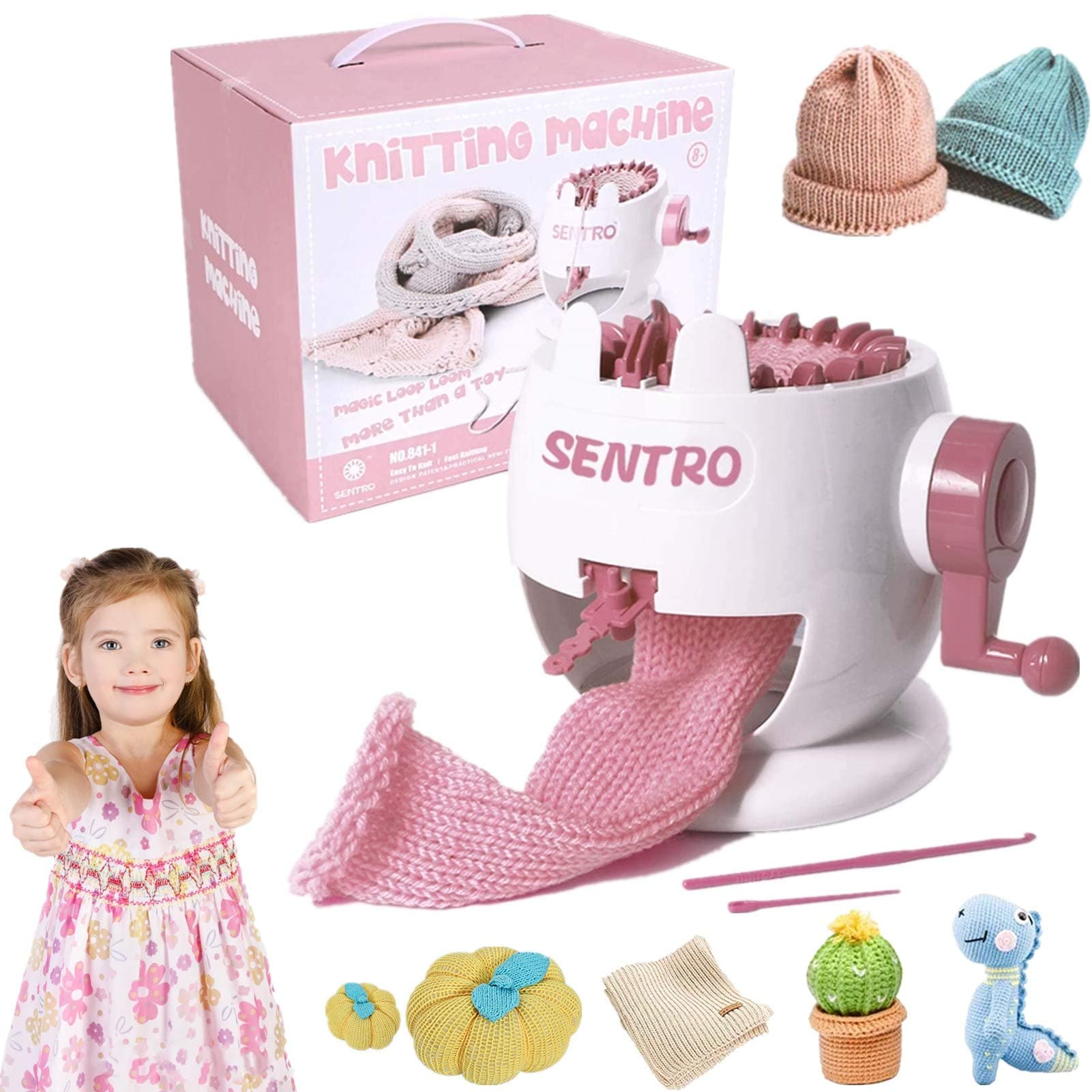 Snow Keychain 22 Needles Smart Knitting Machine, Rotating Double Knit Loom, Kids & Adults Beginners, No Row Counter