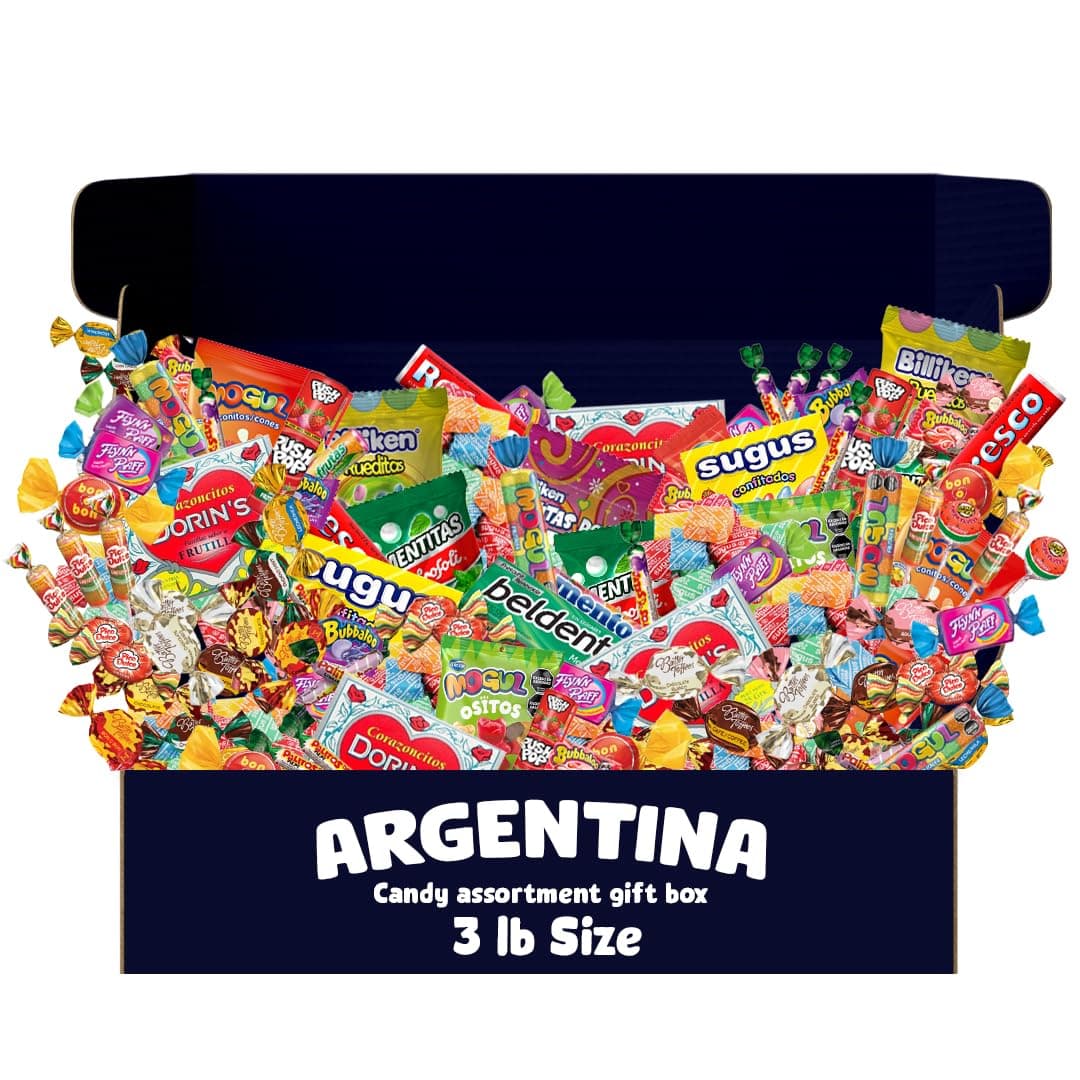 Argentinian Candy Variety Pack 3 Pounds – Assorted Individually Wrapped Party Candy, Great for Pinatas or Gifts – Sweets for Every Occasion may include Billiken, Mogul, Sugus,Yapa, Bon o Bon, pico dulce lollipops, gummy bears, Palitos de la Selva, Cabsha, Bubbaloo, Bazooka & More