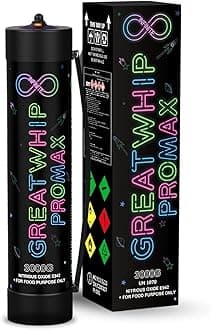 GreatWhip Whipped Cream Chargers, 4.4L Tanks, 3000g N2O Whip Cream Charger Cylinder, Nitrous Oxide Cartridges, 1 Cylinder