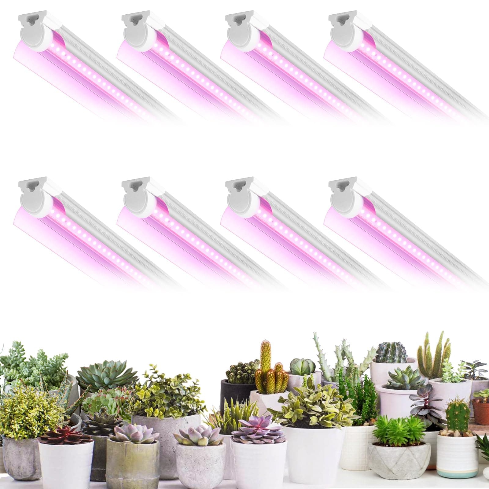 8 Pack LED Grow Light 2FT, 192W(8×24W) High Intensity Full Spectrum Indoor Grow Lights with High PPFD Value, T8 Grow Lights for Indoor Plants, Seed Starting, Succulent, Vegetables