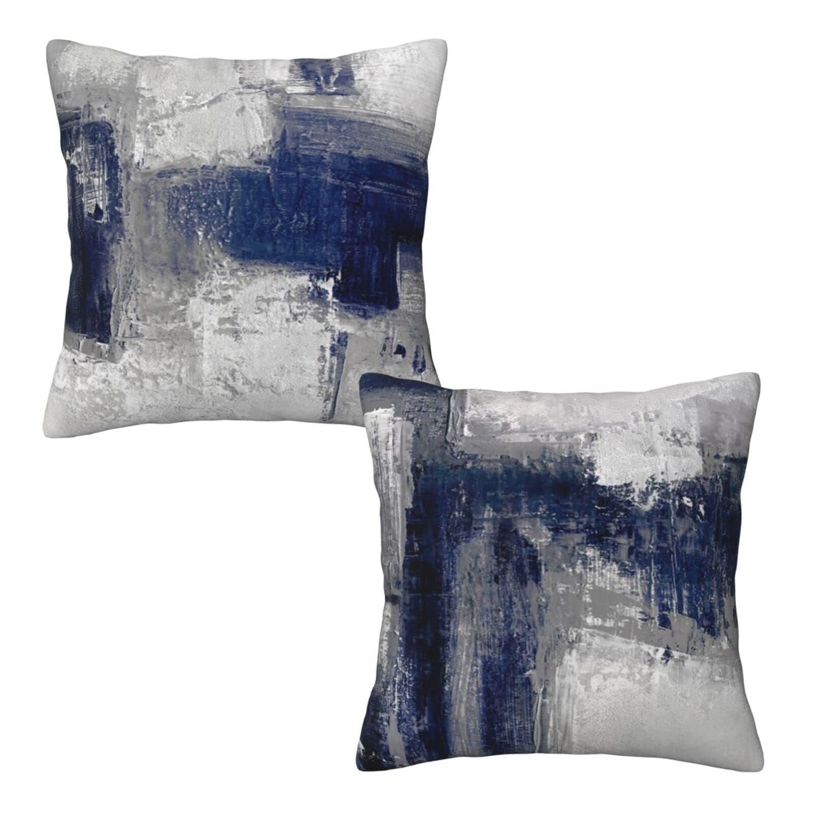Blue and Gray Abstract Art Throw Pillow Covers Set of 2 Oil Painting Decorative Couch Pillow Case Outdoor Sofa Cushion Cover for Bed Living Room 18" X 18"