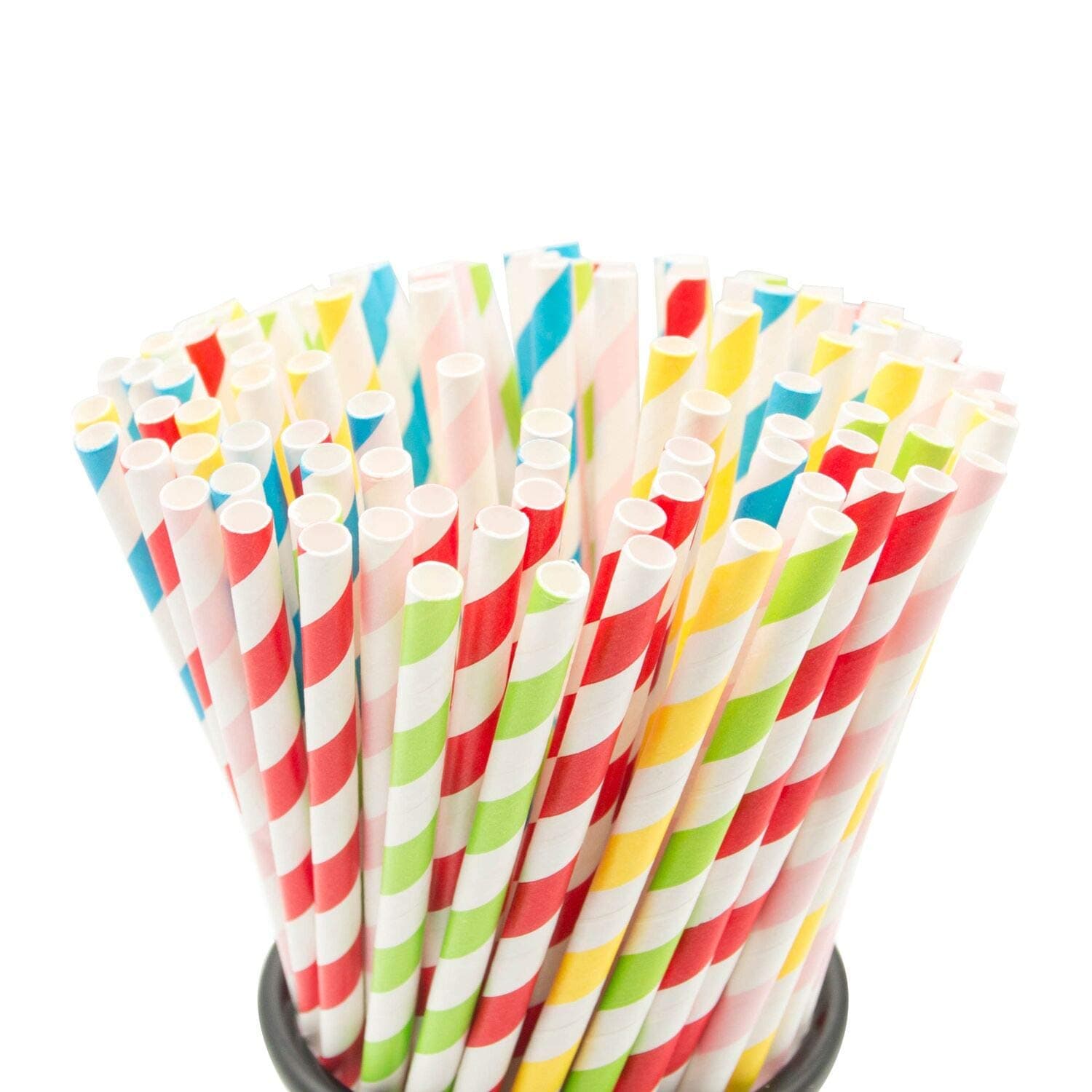 100 Striped Biodegradable Paper Straw