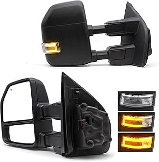 TOEMIRR Towing Mirrors fit for Ford F250 F350 F450 F550 Super Duty 2017-2020 Heated Power Temperature Sensor Auxiliary Light Manual Telescopic Dynamic Signal Light Black Tow Mirror Rearview Mirrors