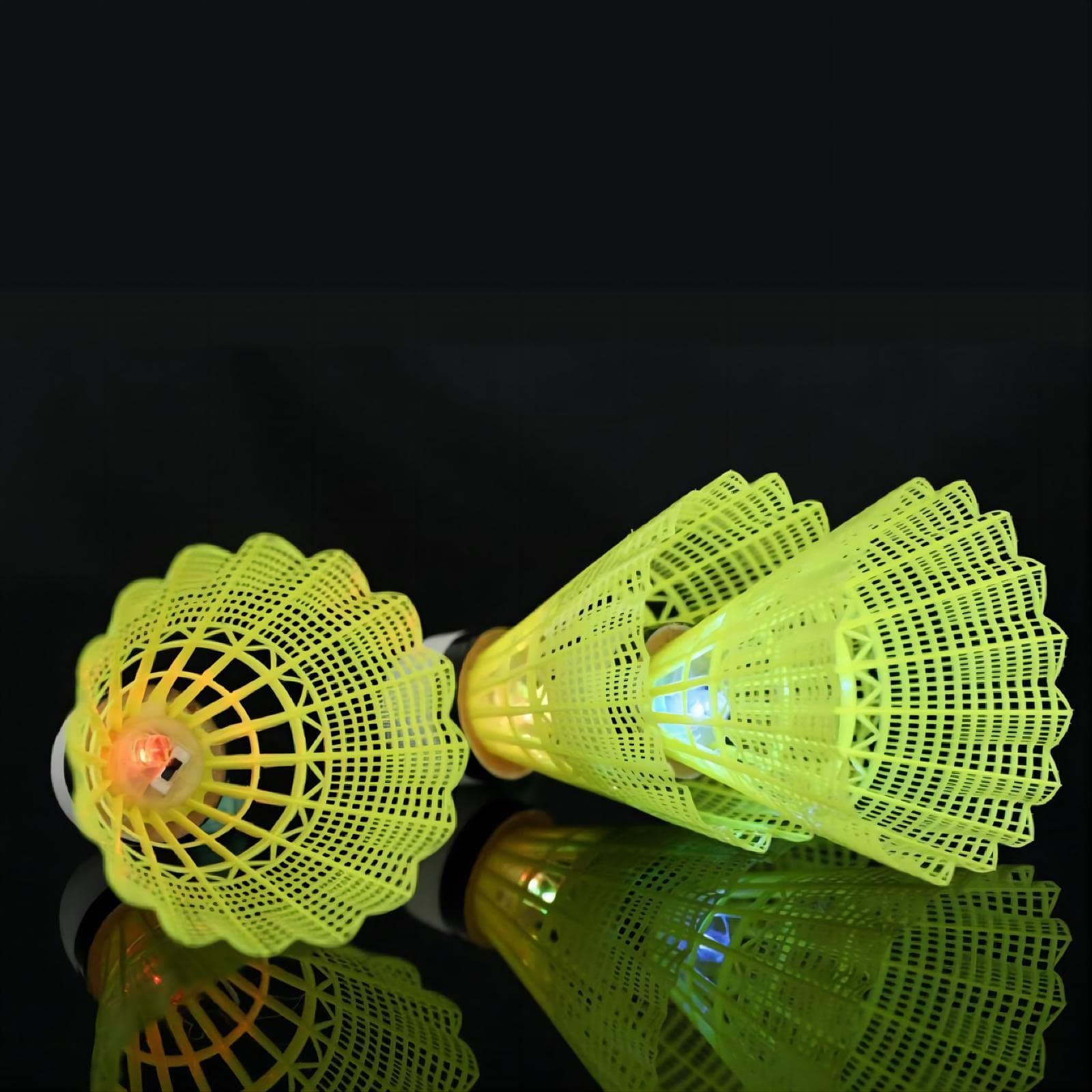 Sunkizzrs® Plastic Shuttlecock (Pack of 4) LED Shuttle Nylon Lighting Shuttlecocks Nylon Lighting Badminton Shuttle for Outdoor Indoor Sport Activities