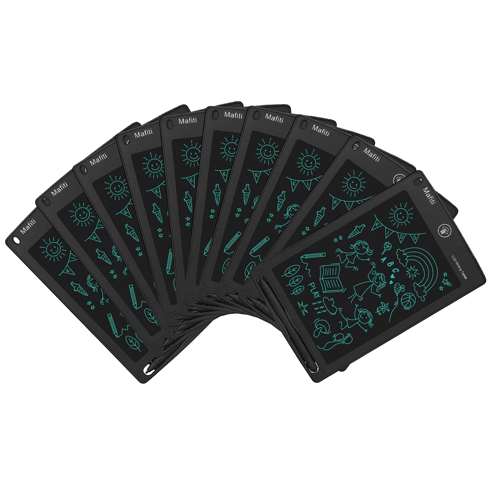 mafiti 10 Pack LCD Writing Tablet 8.5 Inch Electronic Drawing Pads for Kids Portable Ewriter Doodle Board Black