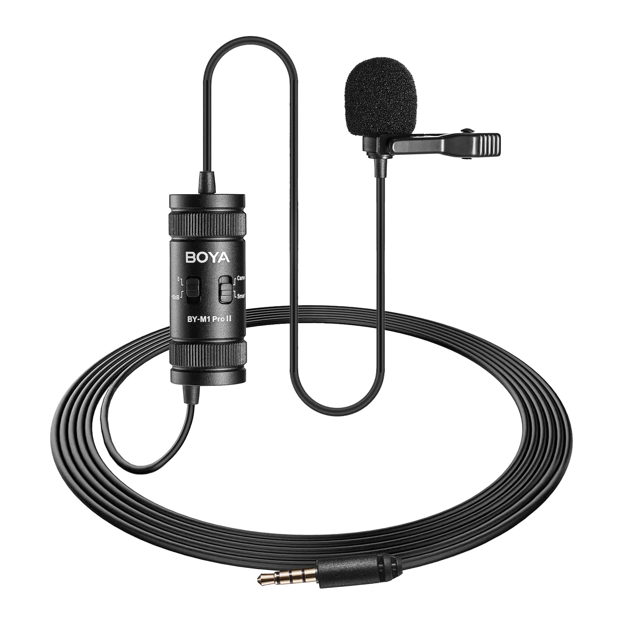 Lavalier Lapel Microphone - No Battery, by-M1 Pro ll Omnidirectional Condenser Mic for iPhone Camera Android PC Windows - for YouTube, Interview, Video Recording 19.6ft