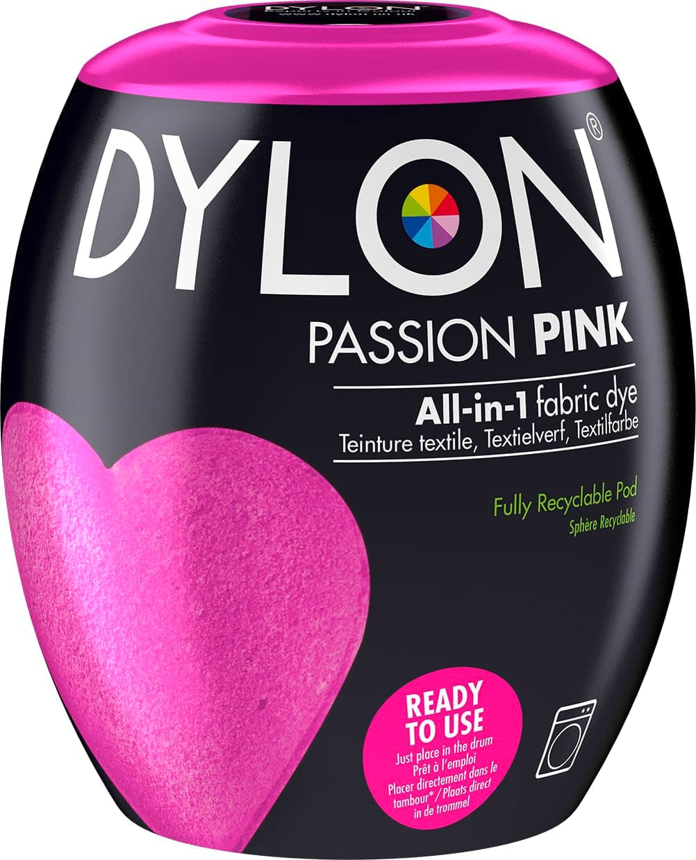 DYLON Washing Machine Fabric Dye Pod for Clothes & Soft Furnishings, 350g – Passion Pink