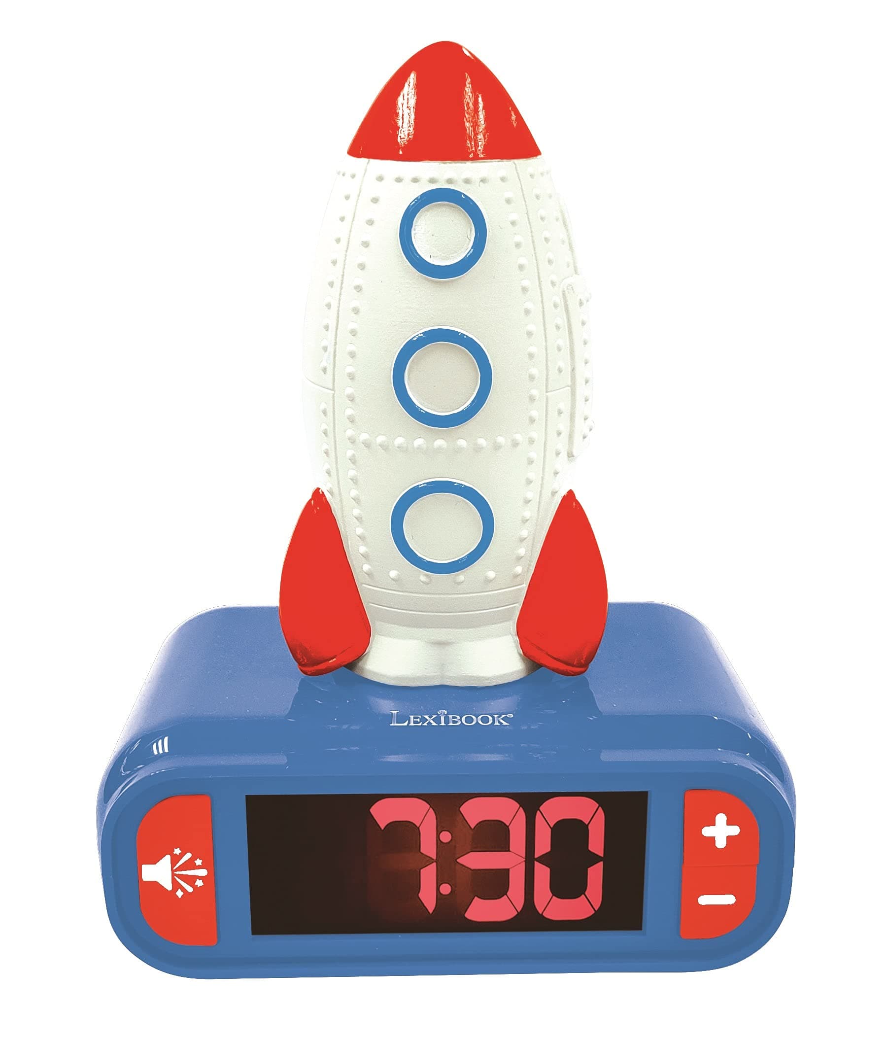 Rocket, Nightlight alarm clock, Sounds and Melodies, LCD Backlit screen, Luminous, Snooze, Blue, RL800SPC