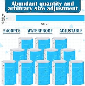 Tudomro 2400 Pack Neon Paper Wristbands Bulk - Waterproof, Lightweight, Adhesive - Concert, Events, Party for Hand Wrist Arm Identification(Blue)
