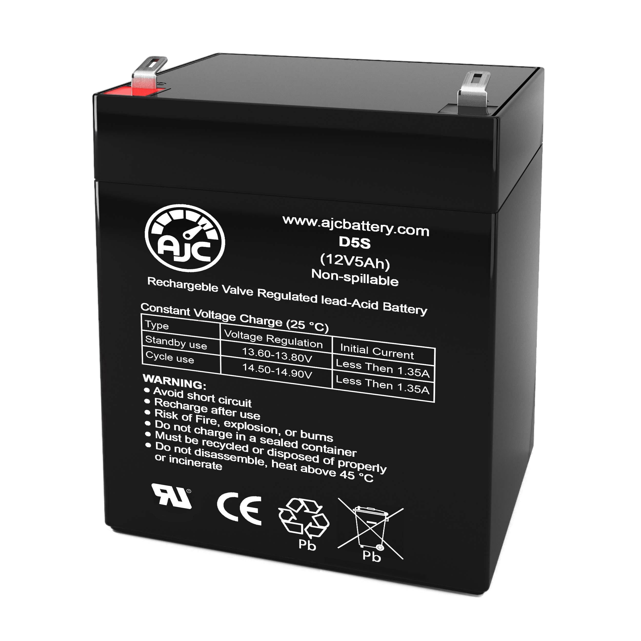 AJC Battery Compatible with B&B HR5.5-12 12V 5Ah Sealed Lead Acid Battery