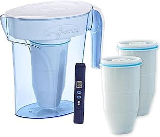 Culligan ZeroWater 1.7L Water Filter Jug Combo-3x5 Stage Filters+TDS meter, IAPMO Certified to reduce PFOA/PFOS, Fluoride, Lead & other heavy metals, BPA Free