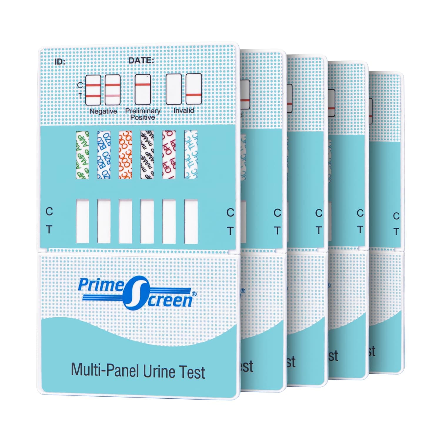 Prime Screen [5 Pack] 6 Panel Urine Drug Test Kit (THC-Marijuana, BZO-Benzos, MET-Meth, OPI, AMP, COC), WDOA-264