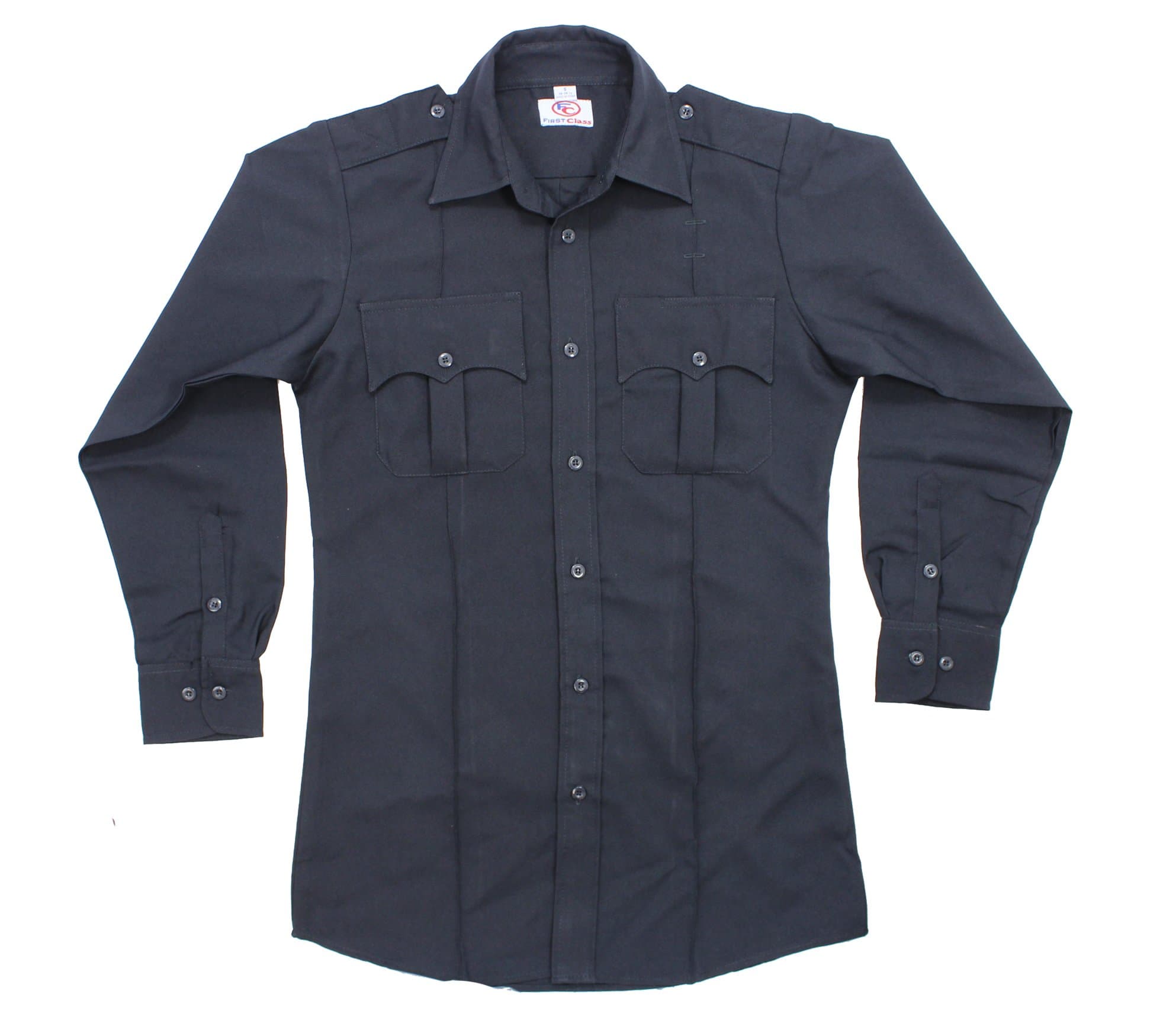 First Class 100% Polyester Long Sleeve Men's Uniform Shirt Black