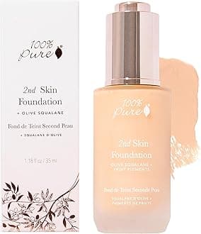 2nd Skin Foundation, Shade 4, Full Coverage, Lightweight, Blendable Formula, Satin Finish, Absorbs Oil, Anti-Aging, Natural, Vegan Makeup (Warm w/Olive Undertone) - 1.18 Fl Oz