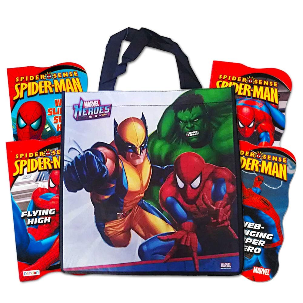Moptrek man Tote Bag with Spiderman Board Book Set - X-Men Avengers Goodie Bag Set