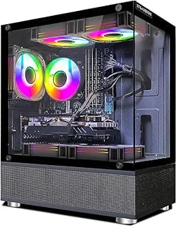 STGAubron Gaming PC Computer Desktop, Radeon RX 470 8G, Intel 10th Gen G5905 3.5GHz, 16GB DDR4 RAM, 512GB SSD, 600M WiFi, BT 5.0, RGB Fan x5, Windows 11 Home