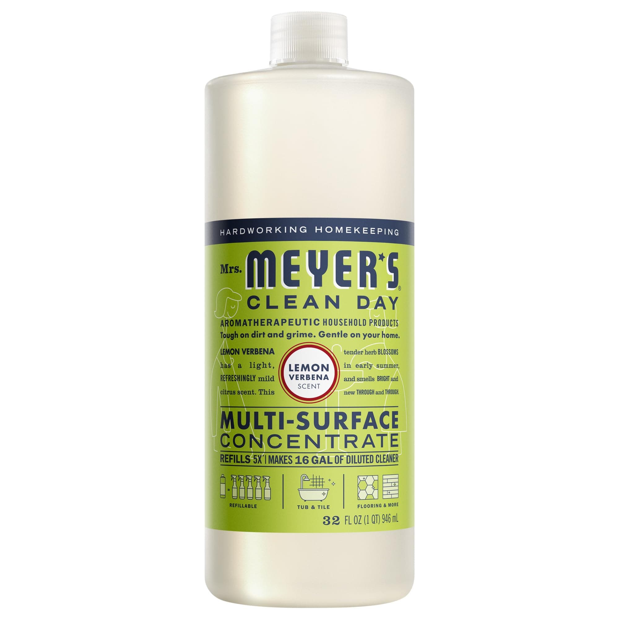 MRS. MEYER'S CLEAN DAY Multi-Surface Everyday Concentrate, Lemon Verbena Scent, 32 Fl Oz Bottle