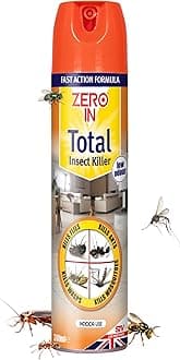Zero In Total Indoor Insect Killer – Knockdown Action for Indoor Flying & Crawling Insects, – Low Odour, Stain-Free Bug Spray - Suitable for Home – 300ml