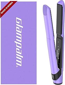 GLAMPALM GlamMuse 1" | All-Ceramic Flat Iron Infused with Vita-C, Salon Results with Less Heat Damage, Trusted by K-Pop Hair Stylists, Dual Voltage Hair Straightener, Silk Press | GP201T