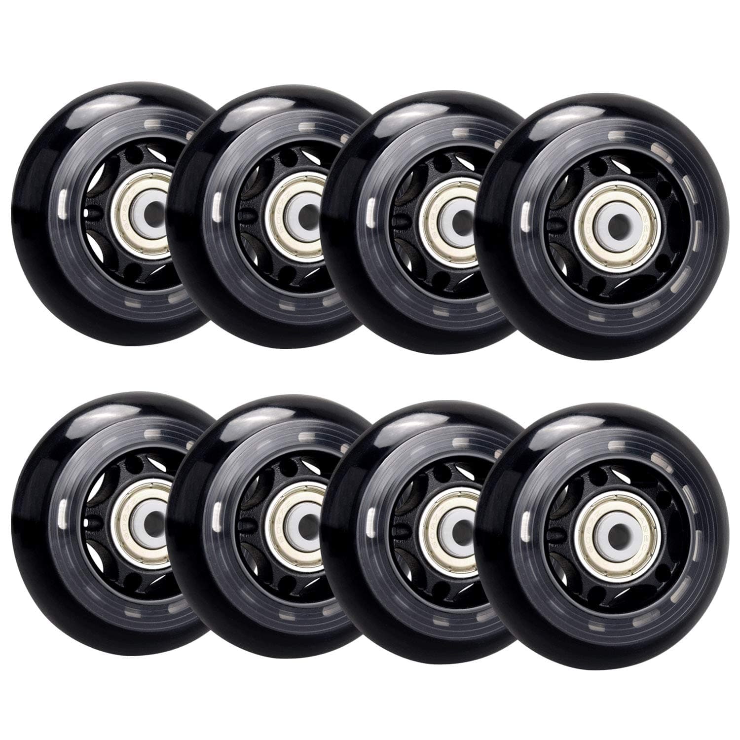 TOBWOLF 70mm/ 76mm 82A /84A Inline Skate Wheels, 8 Pack Replacement Roller Skating Wheels for Girls & Boys Wheels with Bearings ABEC 7 - Black