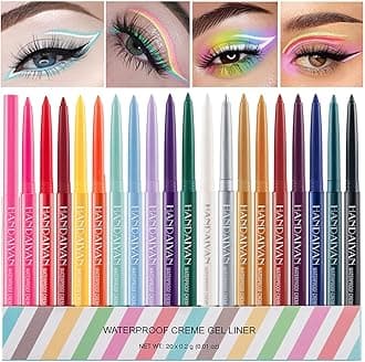 LemonSac 20 Colors Eyeliner Pen Set, Eye Shadow Pencil, Pearl Eyeliner Kit Metallic Eyeliner Pencil Glitter Eyeliner for Women Eye&Lip Liner Professional Waterproof Retractable Eyeliner(20PCS)