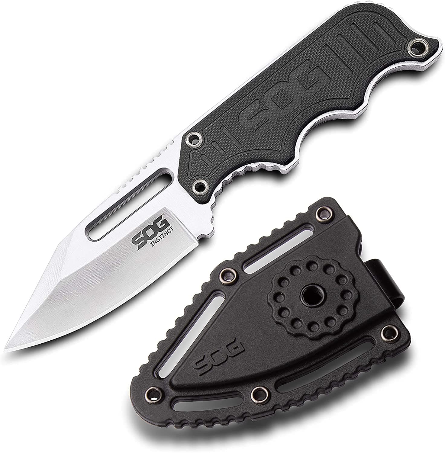 Small Fixed Blade Knife - Instinct Boot Knife, EDC Knife, Neck Knife, 2.3 Inch Full Tang Blade w/ Knife Sheath and Clip, 4in. x 1in. x 8.5in. (NB1012-CP) , Black