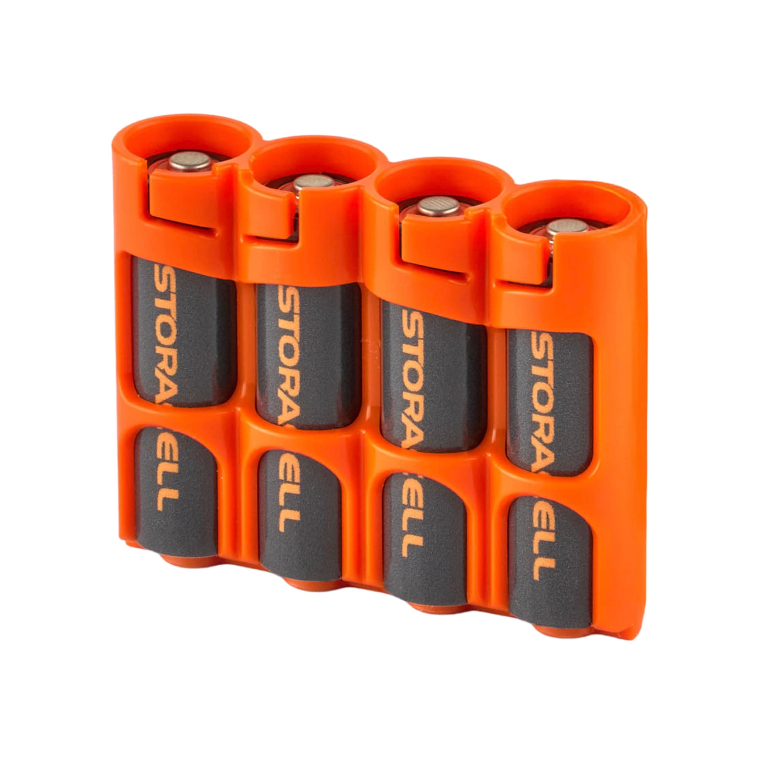 Powerpax AA Battery Caddy, Orange, 4-Pack