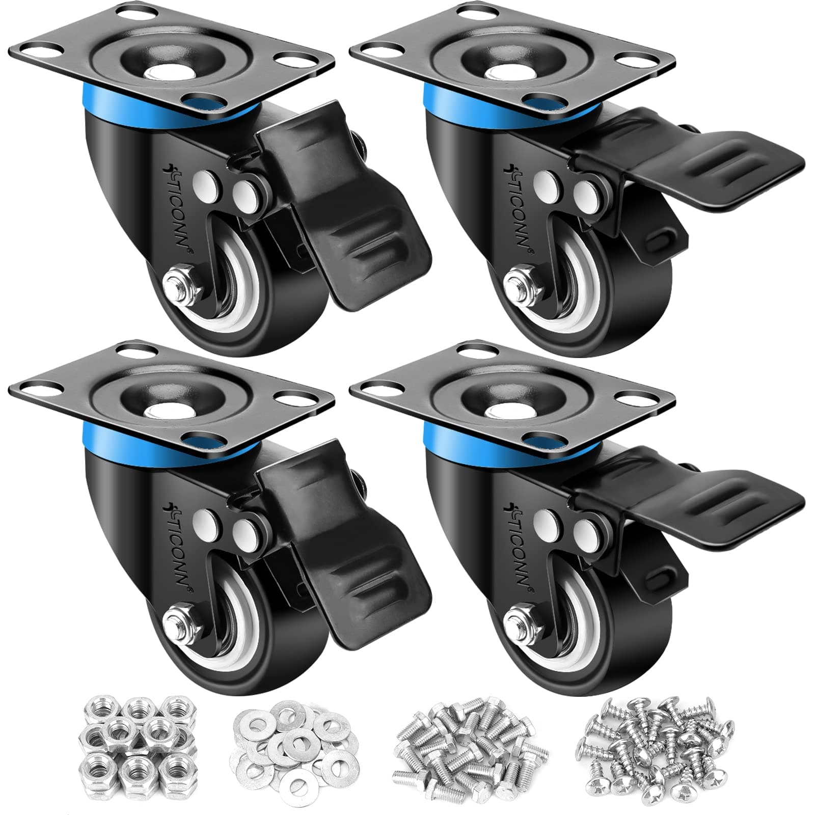 2“ Plate Caster Wheels Set