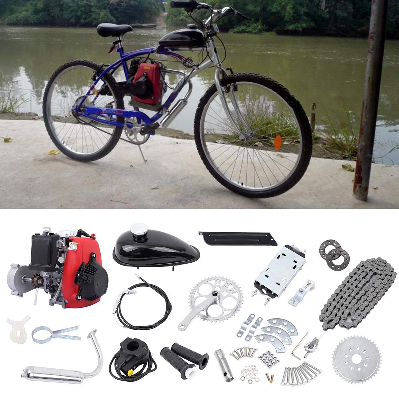 Samger 49cc 4 Stroke Petrol Gas Motor Kit Engine Bicycle Conversion Kit for Motorized Bike