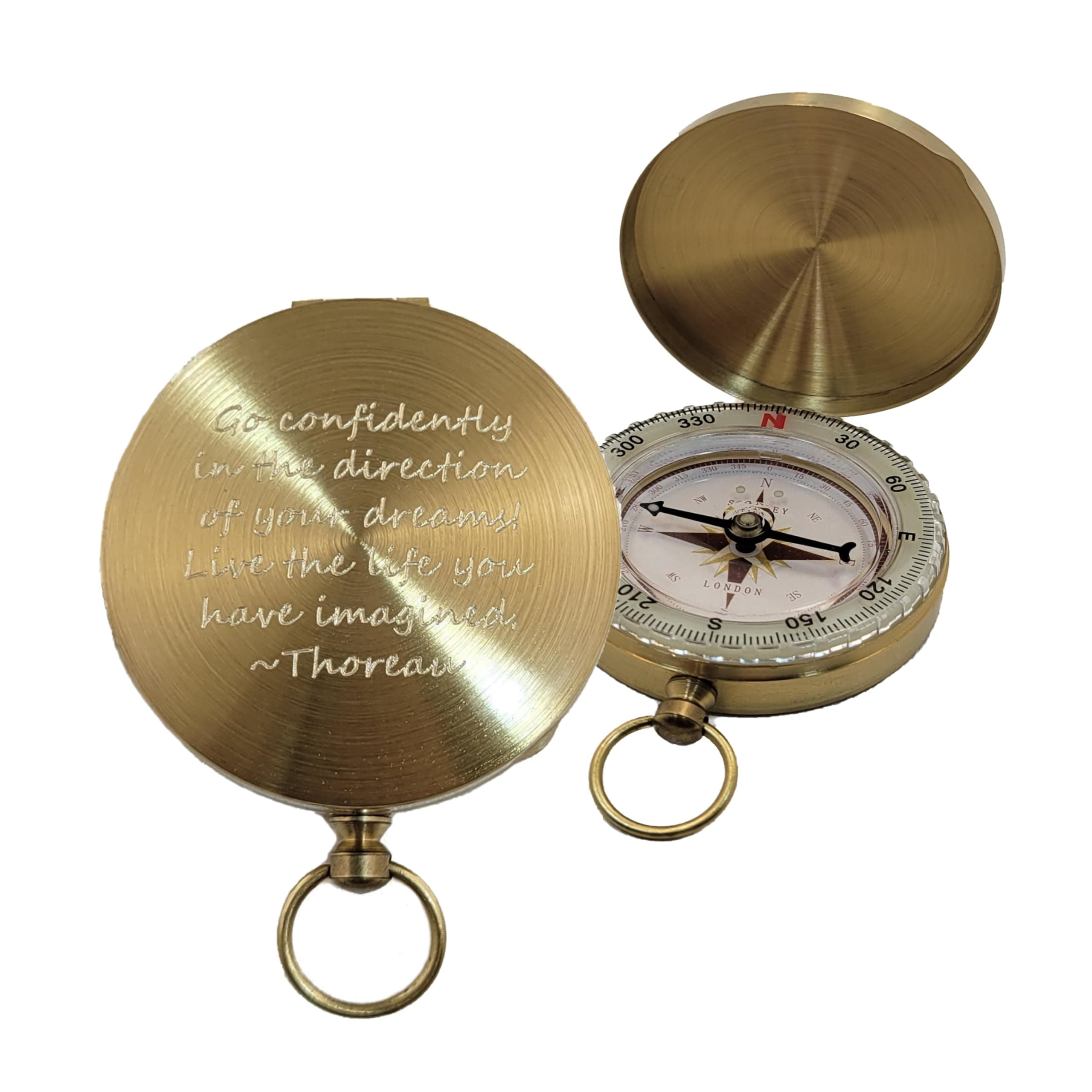 Glow in The Dark Brass Pocket Compass – Waterproof Navigation Tool for Camping, Hiking, Backpacking, Orienteering, Hunting, Survival Gear, Outdoor Safety & Adventure Gift (Thoreau)