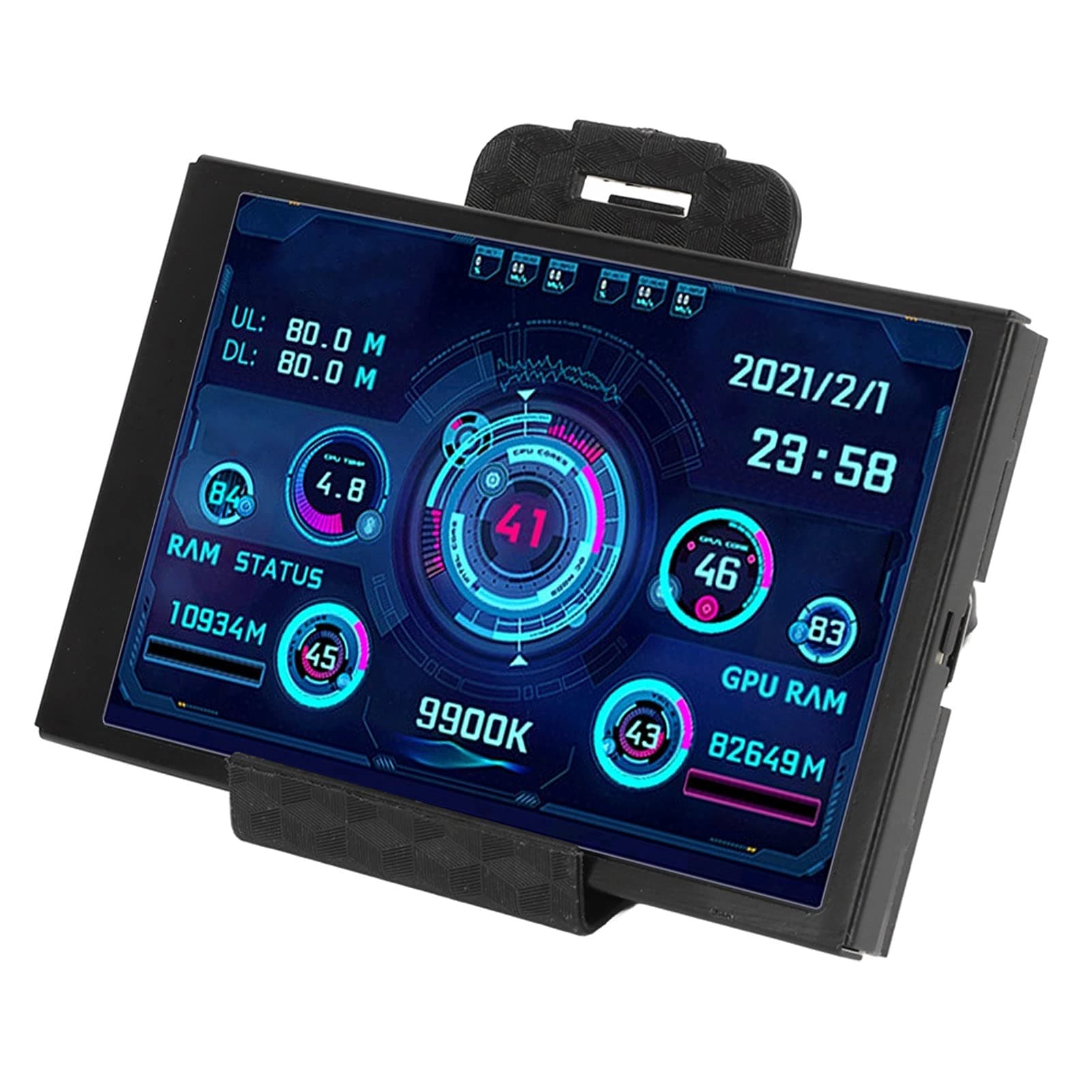 3.5 Inch Computer Temp Monitor, PC Sensor Panel, Full View Small Screen for AIDA64 CPU Hard Disk Data Monitor (Black)