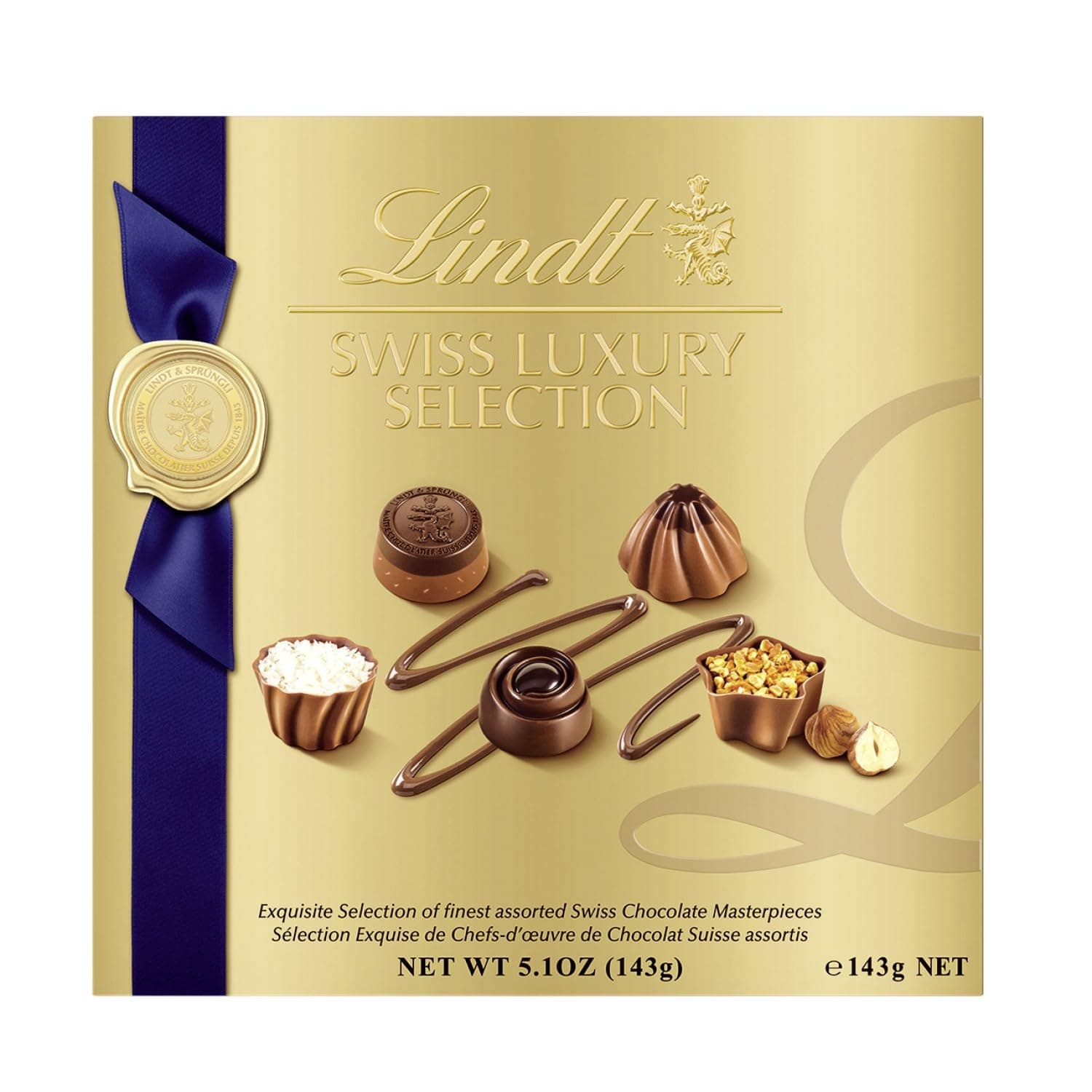 Swiss Luxury Selection Assorted Chocolates, Chocolate Gift Box, Great for gift giving, 5.1 oz Gift Box
