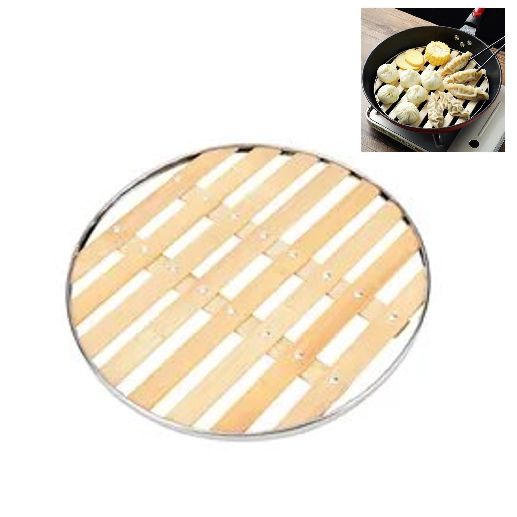 Bamboo Steamer With Stainless Steel Edging – Medium Size Kitchen Cooking Steamer for Bao Buns Dim Momo Maker Set of 1