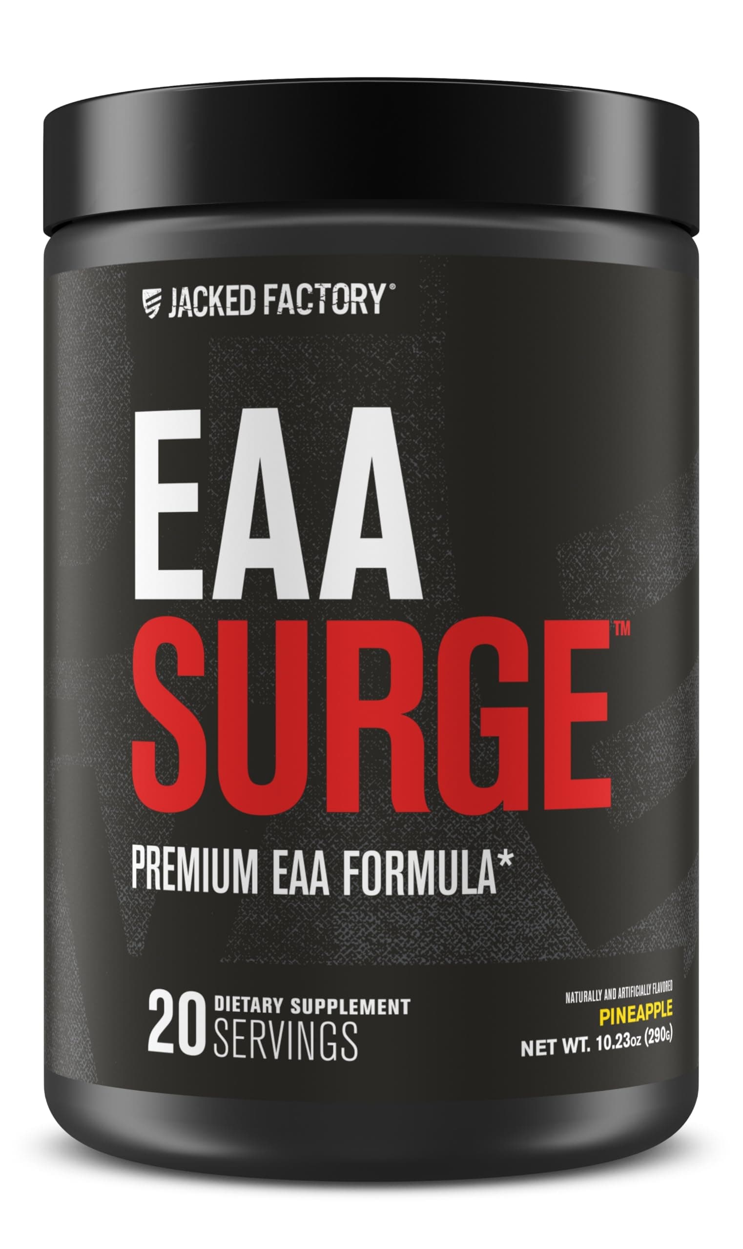 Jacked Factory EAA Surge Essential Amino Acids Powder - EAAS & BCAA Intra Workout Supplement w/L-Citrulline, Taurine, & More for Muscle Building, Strength, Endurance, Recovery - Pineapple, 20sv