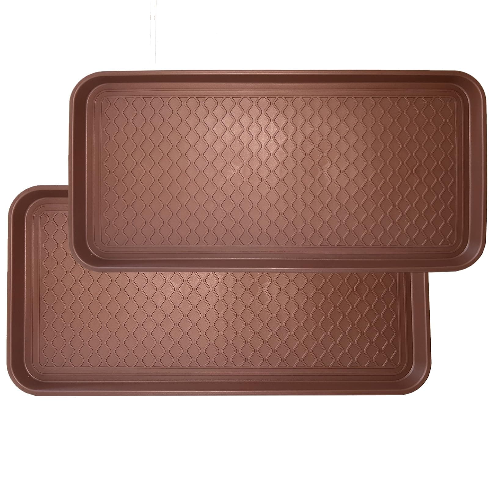 Large Multifunctional Boot Tray 2 Pack Boot Mat Washable Indoor or Outdoor Tray Mat for Shoes Boots Plants Pots Paint Tins Pet Bowls Car Storage, 30 x 15 x 1.2 Inches (Brown)