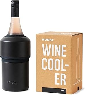 Huski Wine Cooler | Premium Iceless Wine Chiller | Keeps Wine Cold up to 6 Hours | Award Winning Design | New Wine Accessory | Fits Some Champagne Bottles | Perfect Gift for Wine Lovers (Black)