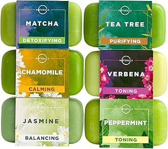 100% Natural Bar Soap - Gift Set - Organic Ingredients & Essential Oils - Spa Gifts for Women & Men, Body Wash & Face Soap - 6PC Green Tea Soap Collection